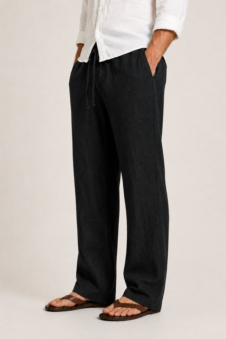 Men's Linen Drawstring Wide Leg Pants