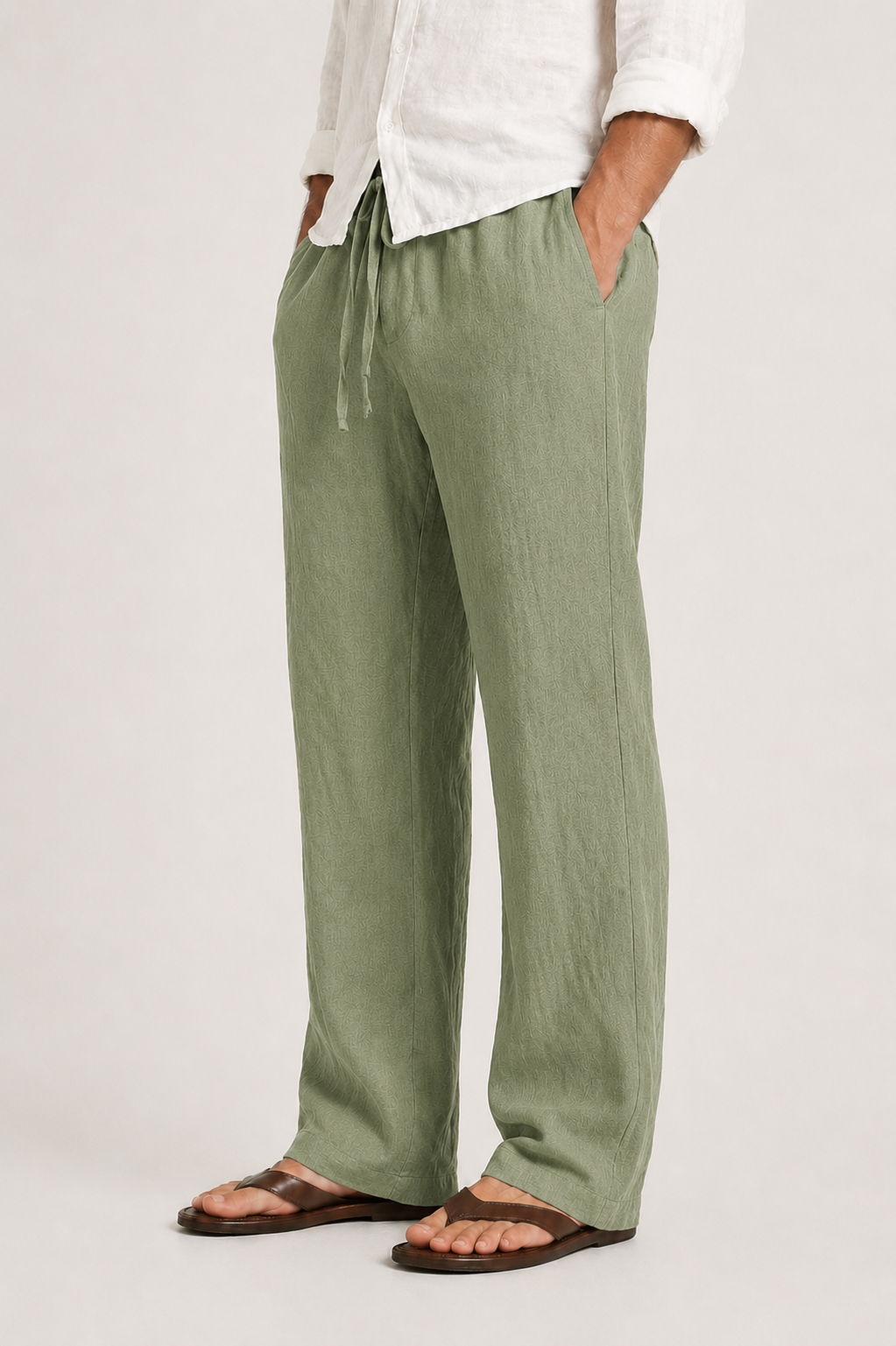 Men's Linen Drawstring Wide Leg Pants