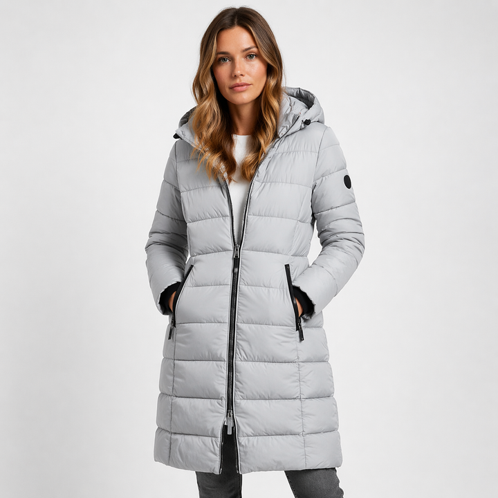Hooded Longline Puffer Jacket for Women