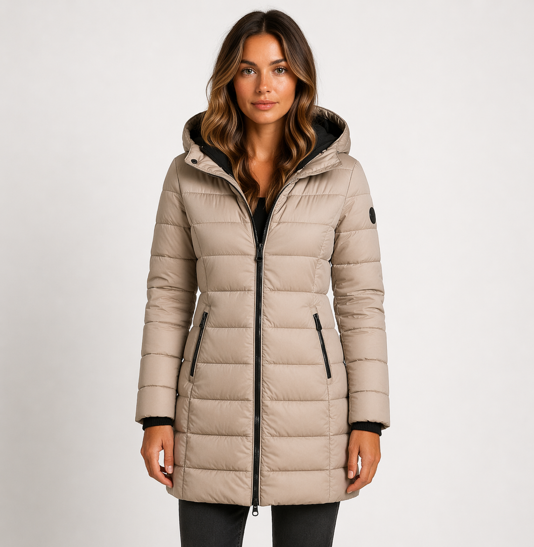 Hooded Longline Puffer Jacket for Women