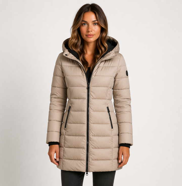 Hooded Longline Puffer Jacket for Women