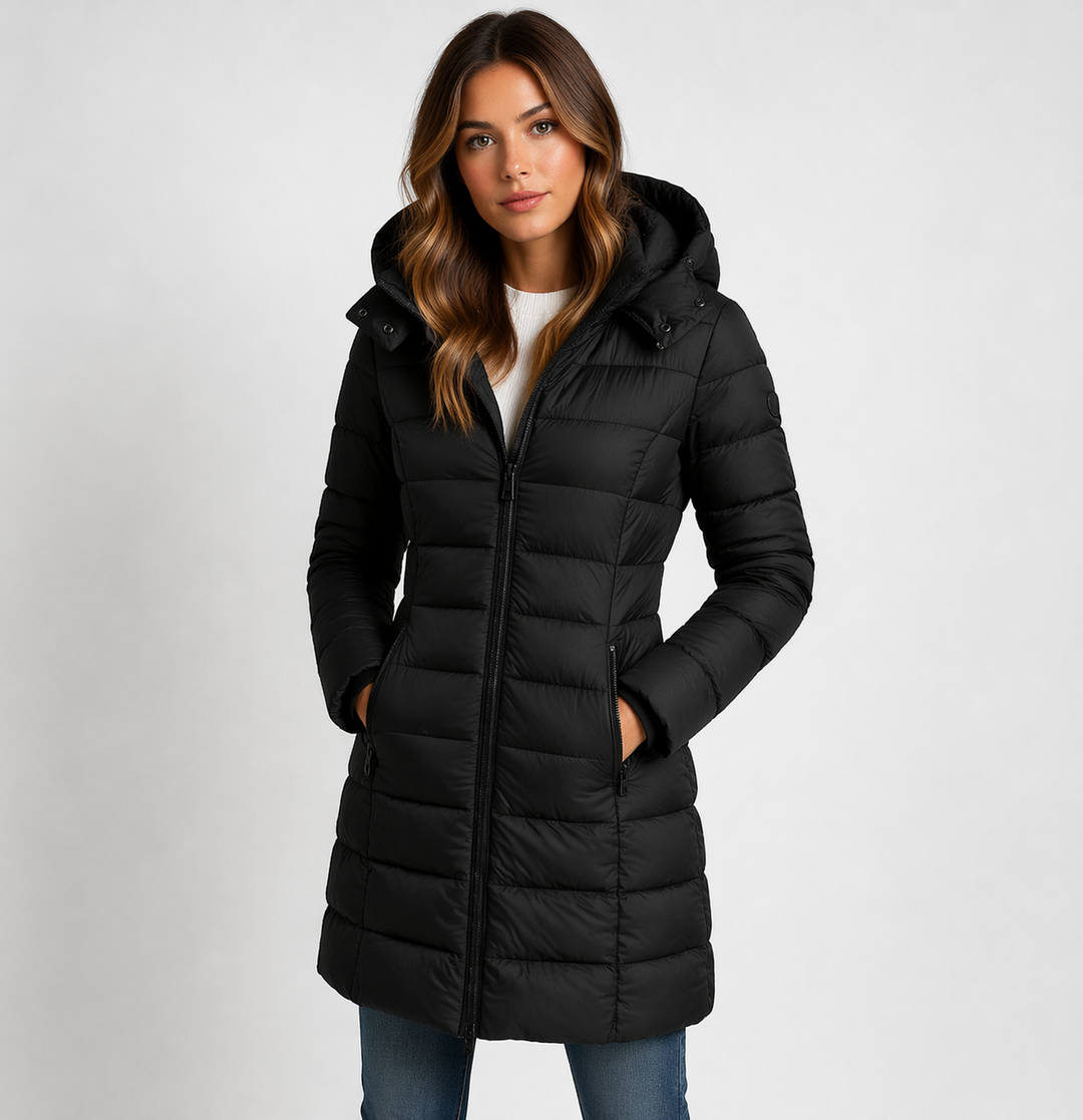 Hooded Longline Puffer Jacket for Women