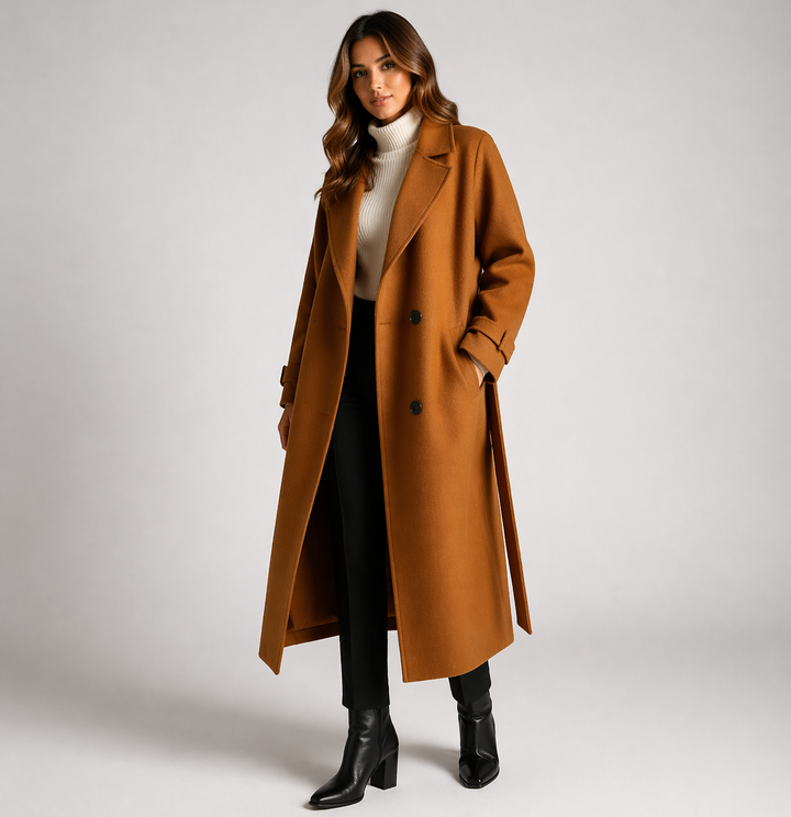 Tailored Double Breasted Long Coat