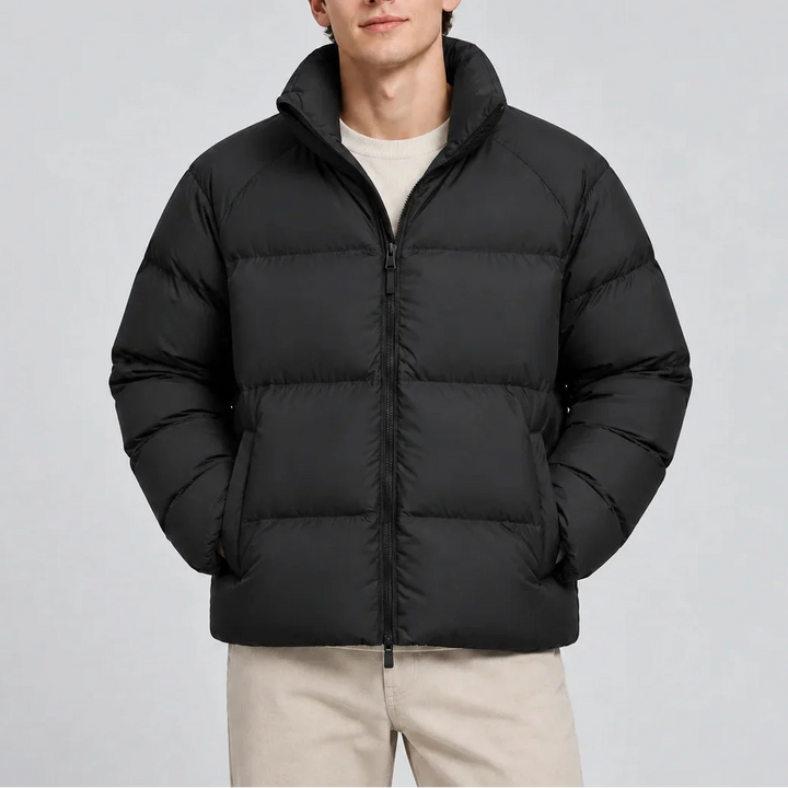 Men's Lightweight Puffer Jacket with High Collar