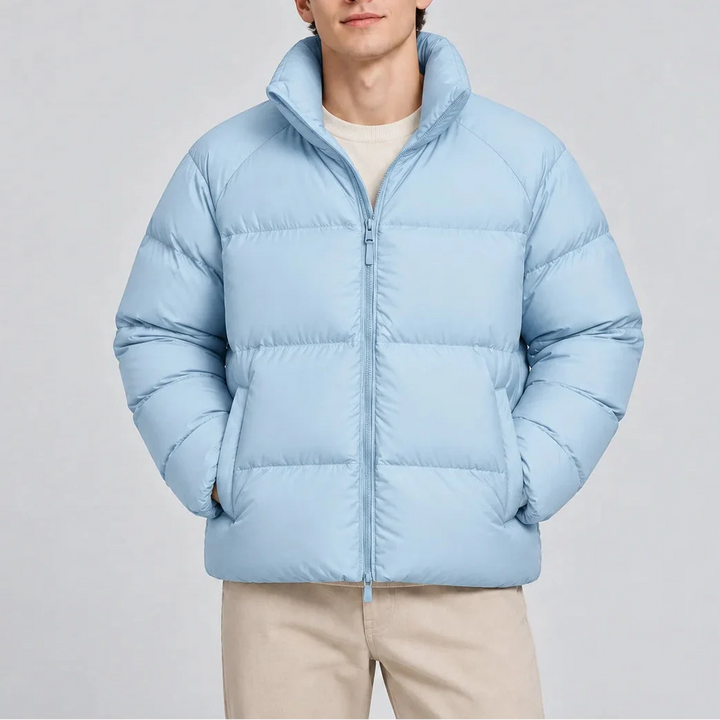 Men's Lightweight Puffer Jacket with High Collar