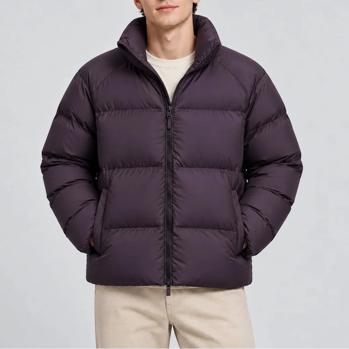 Men's Lightweight Puffer Jacket with High Collar