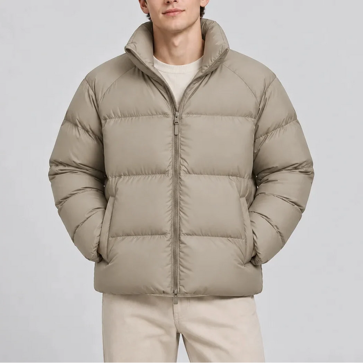 Men's Lightweight Puffer Jacket with High Collar