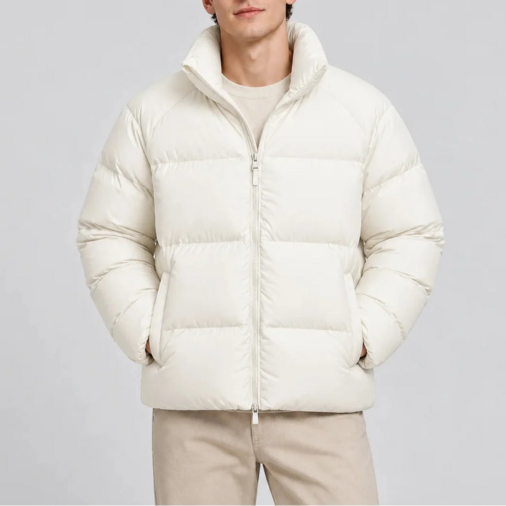 Men's Lightweight Puffer Jacket with High Collar