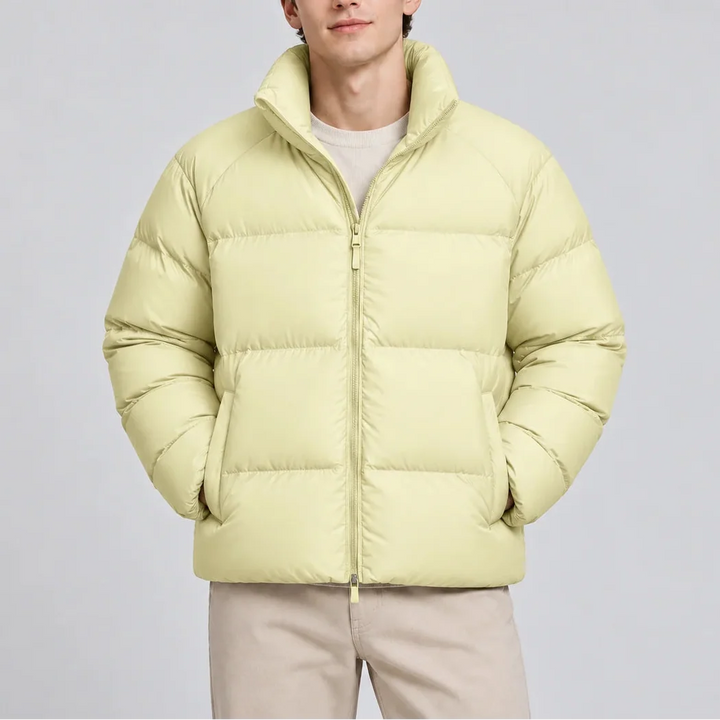Men's Lightweight Puffer Jacket with High Collar