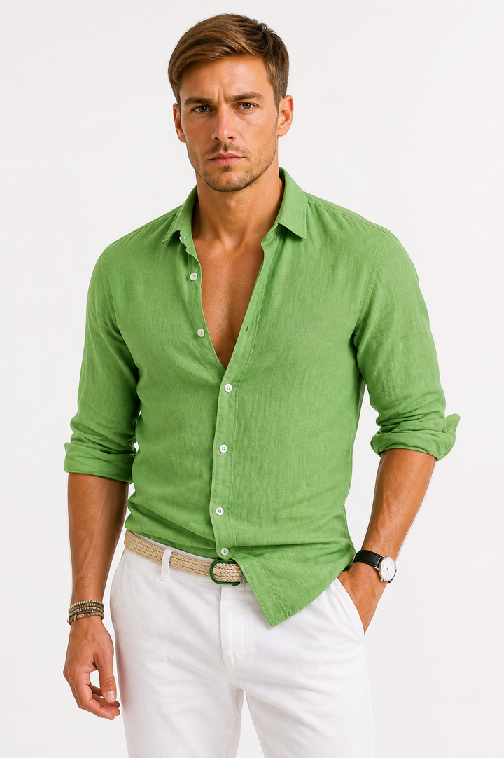 Men's Long Sleeve Linen Shirt