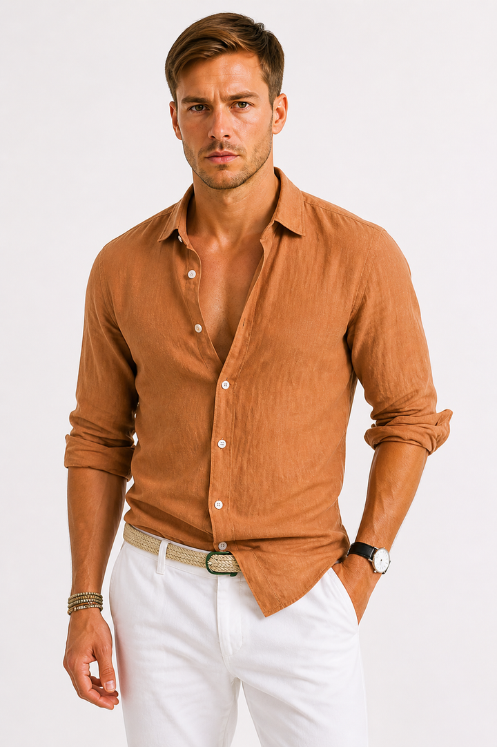 Men's Long Sleeve Linen Shirt