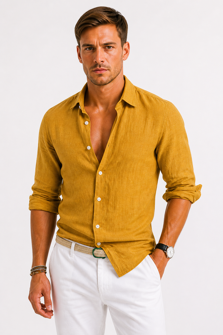 Men's Long Sleeve Linen Shirt