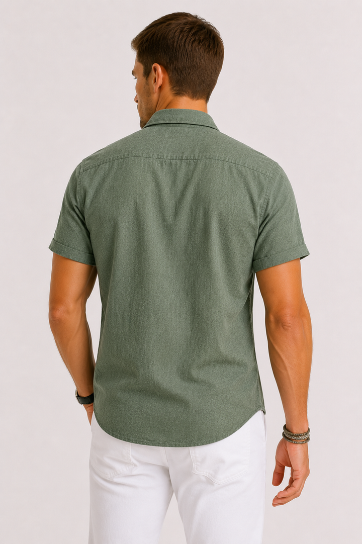 Men's Linen Short Sleeve Button-Up Shirt