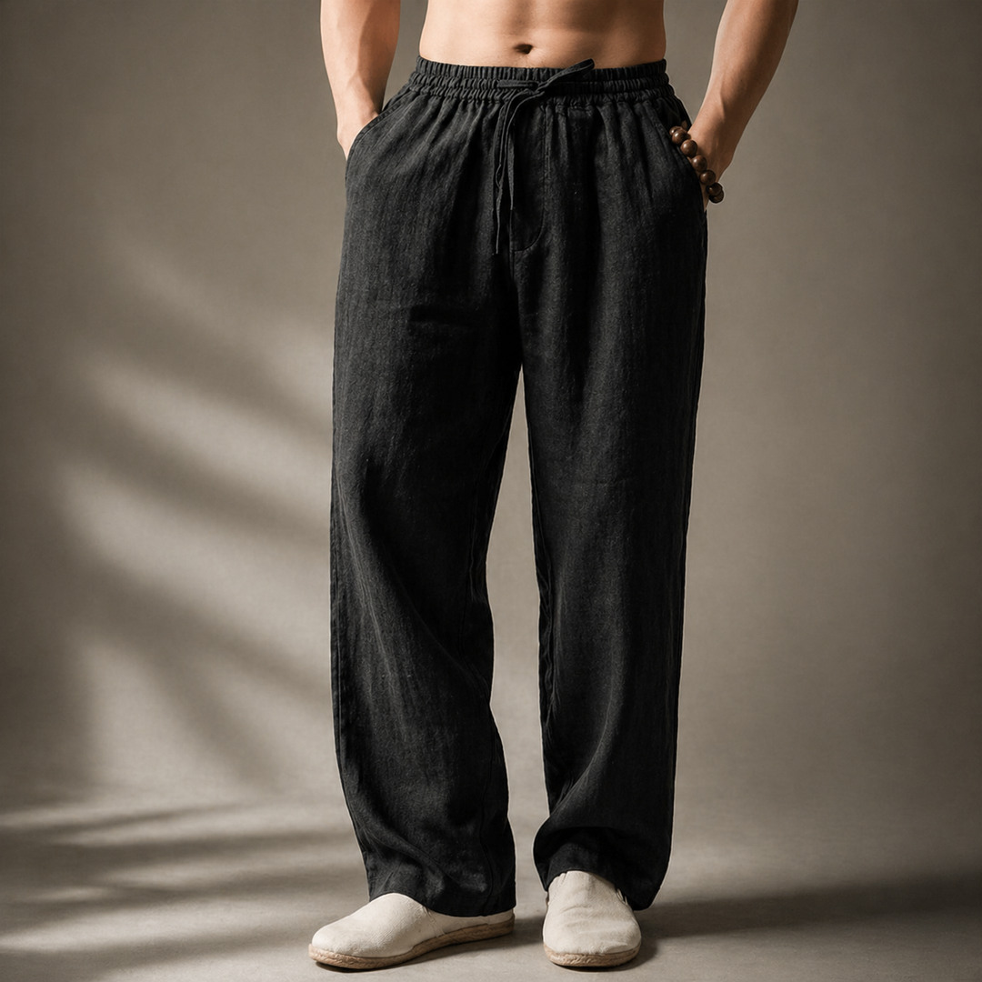 Mens Relaxed Fit Linen Pants