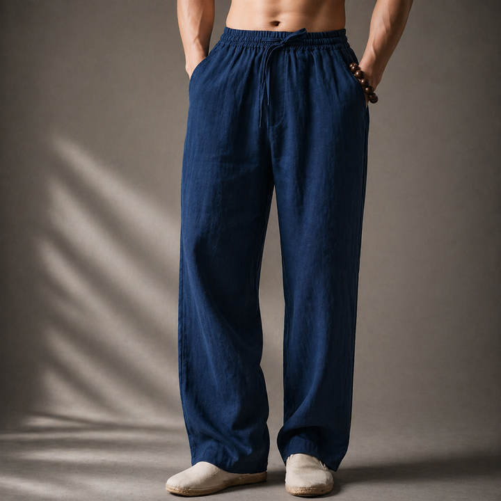 Mens Relaxed Fit Linen Pants