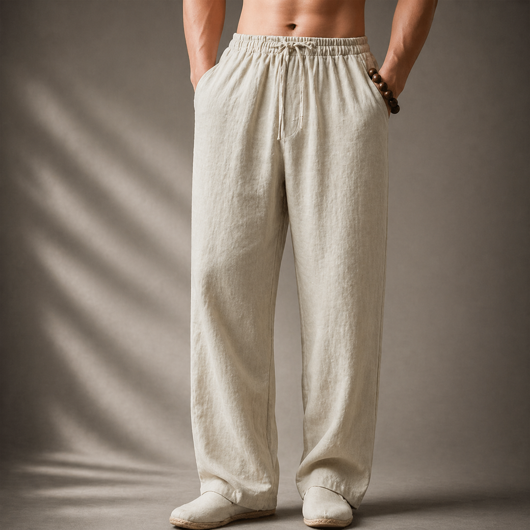 Mens Relaxed Fit Linen Pants