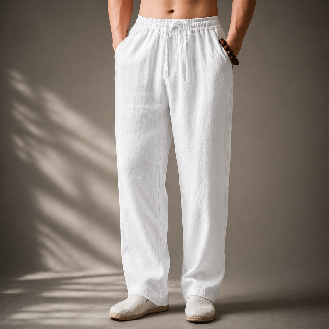 Mens Relaxed Fit Linen Pants