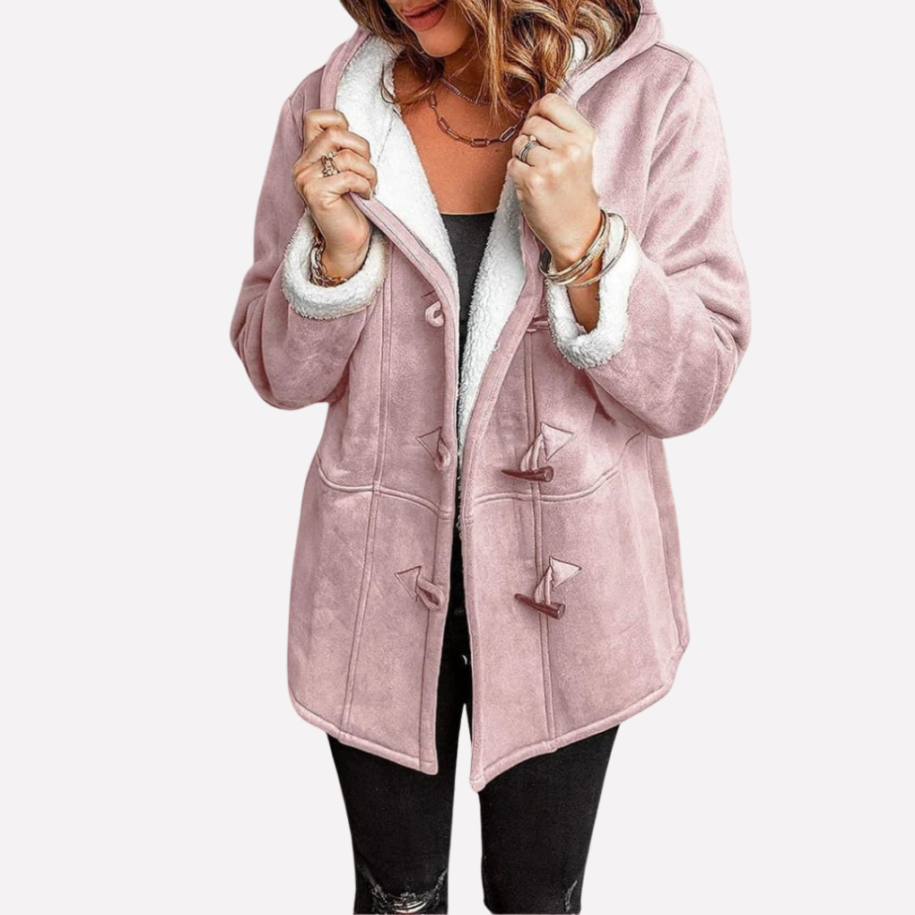 Women's Fleece-Lined Toggle Hooded Jacket with Faux Fur Trim