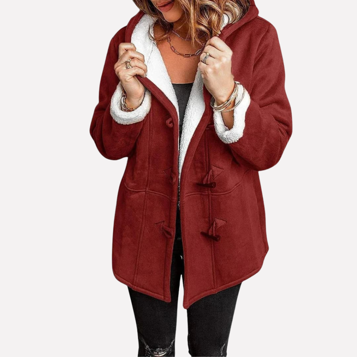 Women's Fleece-Lined Toggle Hooded Jacket with Faux Fur Trim