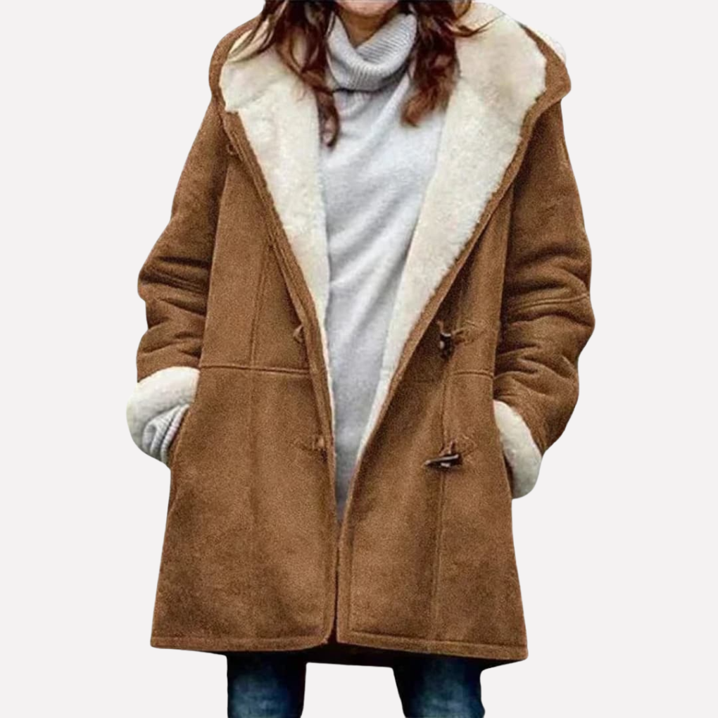 Women's Fleece-Lined Toggle Hooded Jacket with Faux Fur Trim
