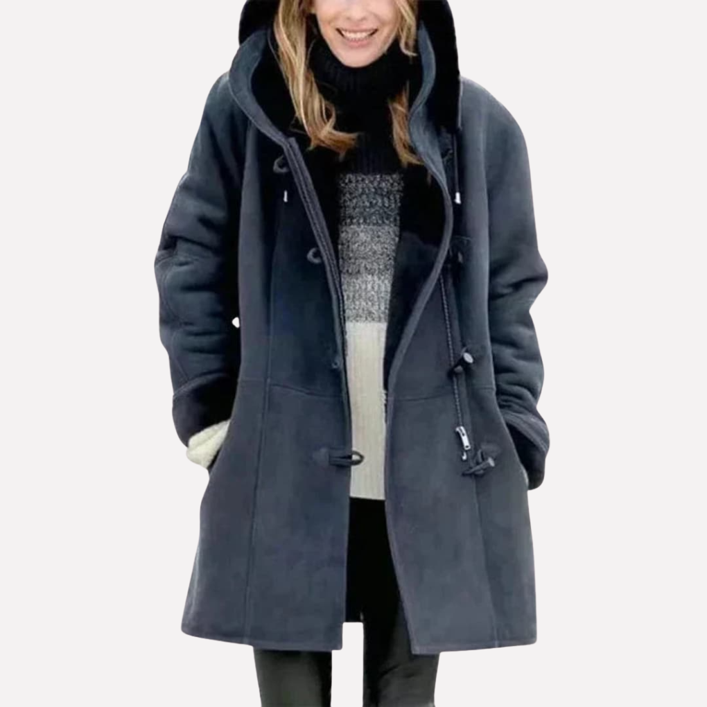 Women's Fleece-Lined Toggle Hooded Jacket with Faux Fur Trim