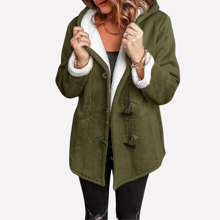 Women's Fleece-Lined Toggle Hooded Jacket with Faux Fur Trim