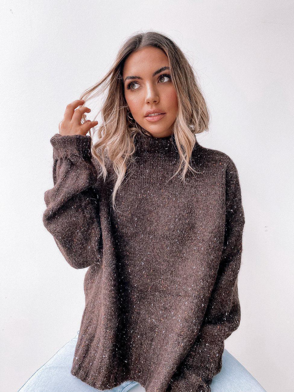 Oversized Turtleneck Knit Sweater