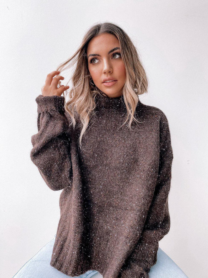 Oversized Turtleneck Knit Sweater