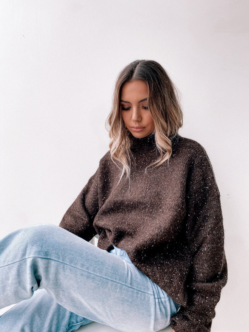 Oversized Turtleneck Knit Sweater