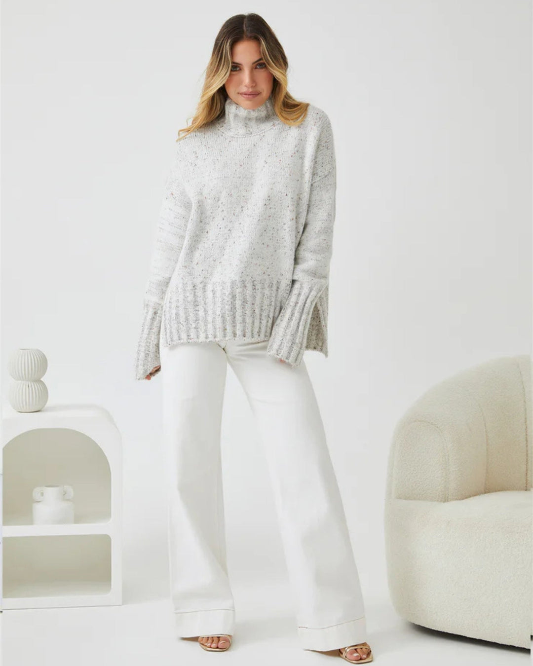Women's Oversized Turtleneck Knit Sweater