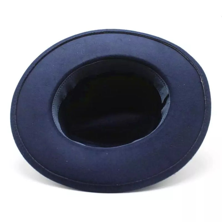Wide Brim Fedora Hat with Buckle Strap Trim