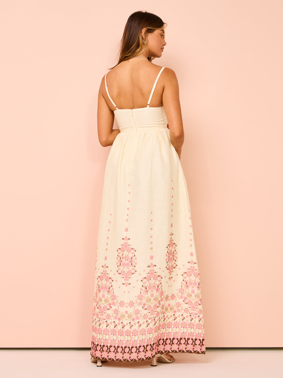 Arabella | Floral Embroidered Strappy Maxi Dress