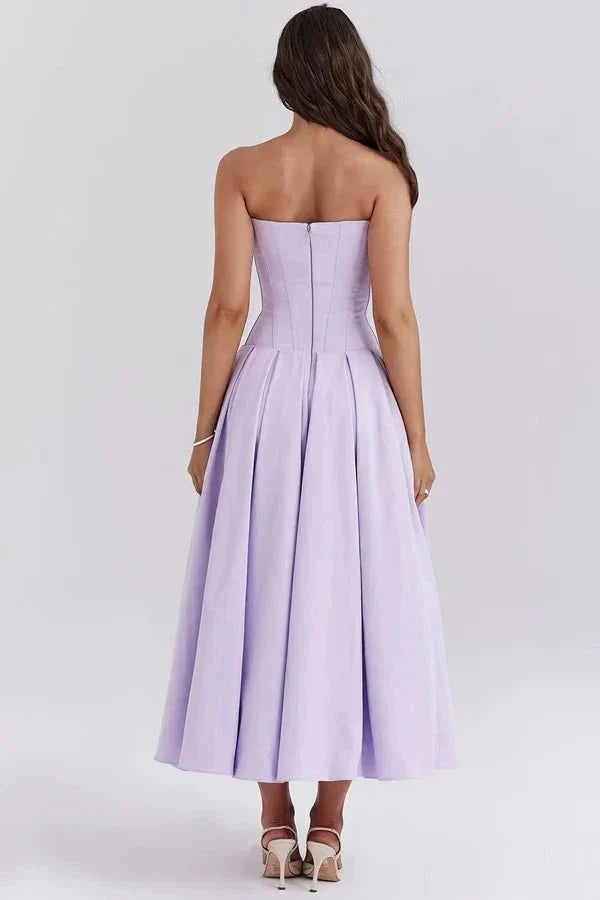 Strapless Corset Midi Dress for Women
