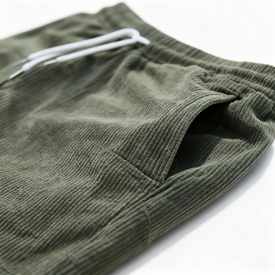 Men's Corduroy Shorts with Drawstring Waist