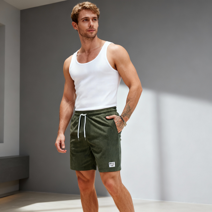 Men's Corduroy Shorts with Drawstring Waist