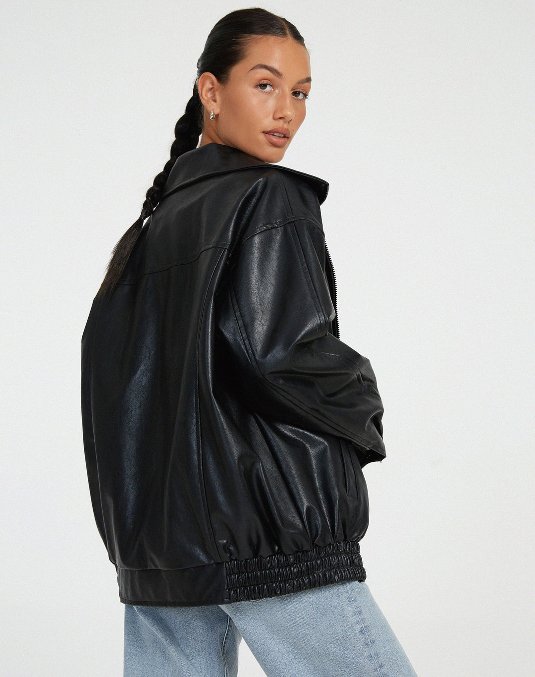 Scarlett | Oversized Leather Bomber Jacket
