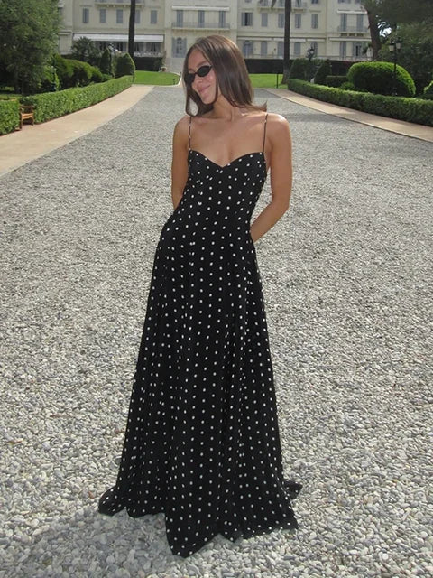 Alina | Strappy Polka Dot Occasion Maxi Dress