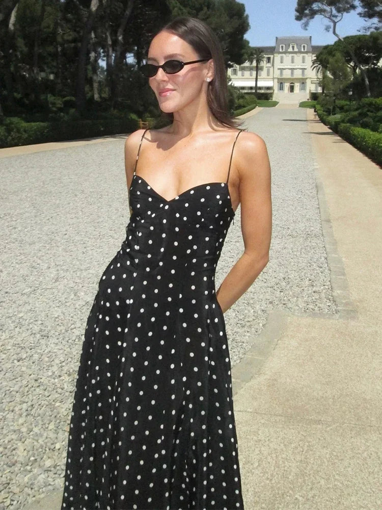 Alina | Strappy Polka Dot Occasion Maxi Dress