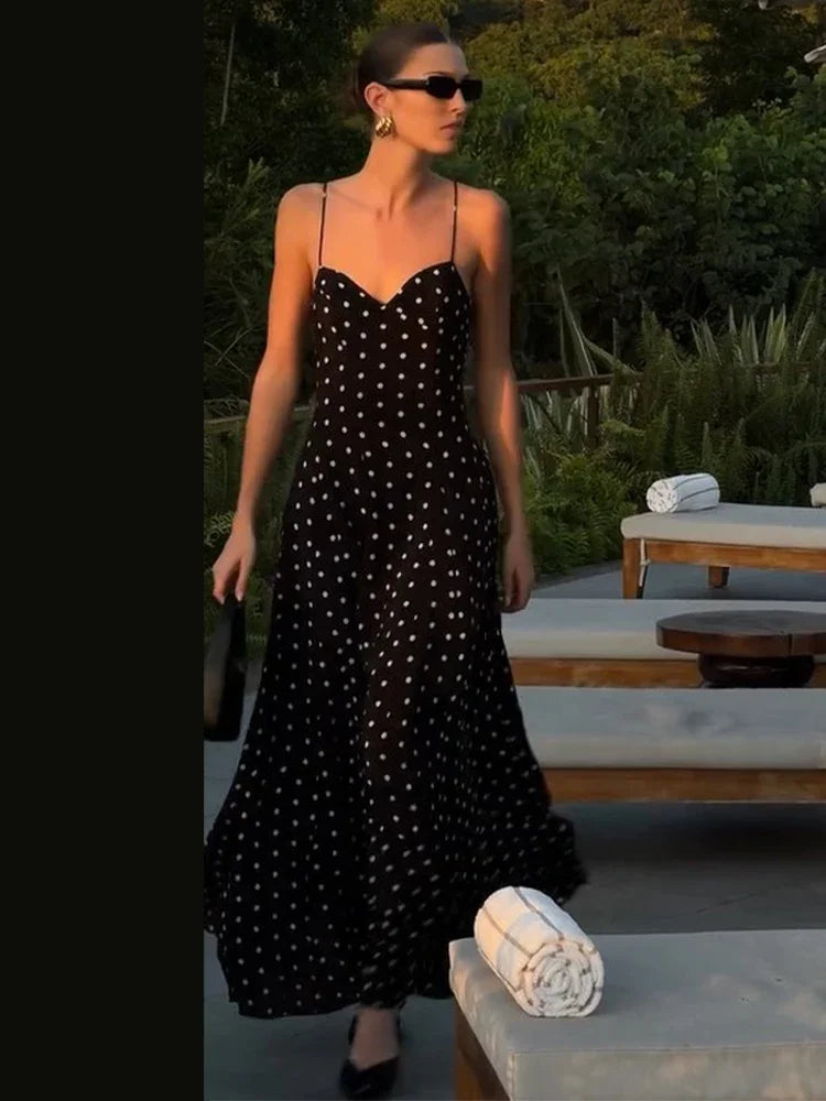 Alina | Strappy Polka Dot Occasion Maxi Dress