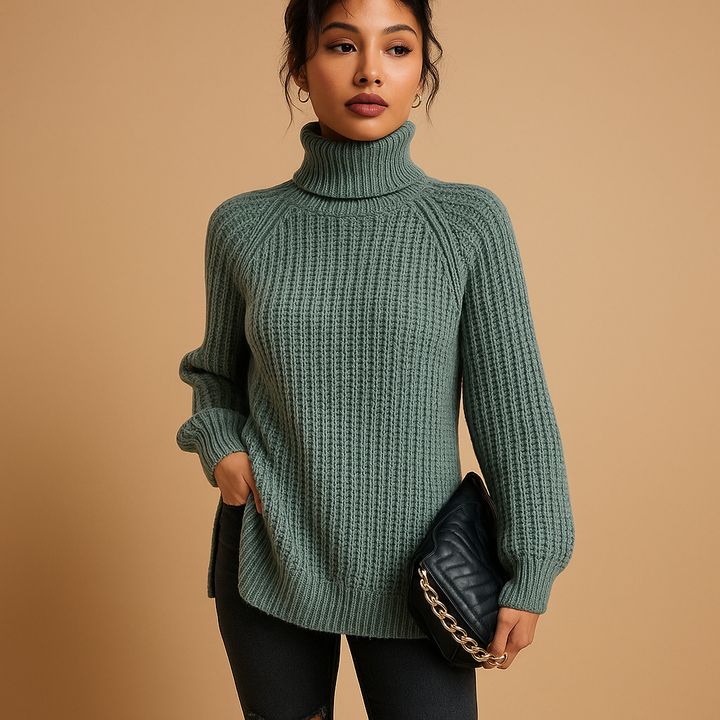 Aurora | Chunky Rib Knit Turtleneck Sweater