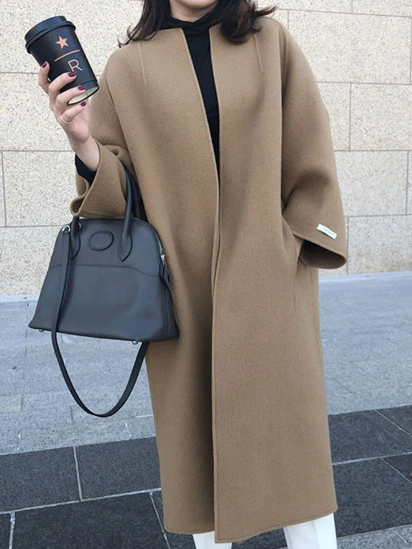 Eliza | Longline Open Front Wool Coat