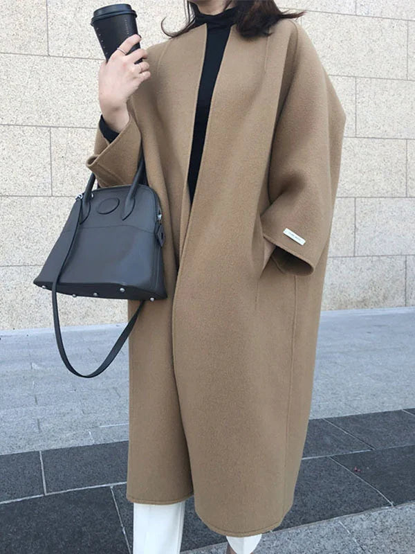 Eliza | Longline Open Front Wool Coat