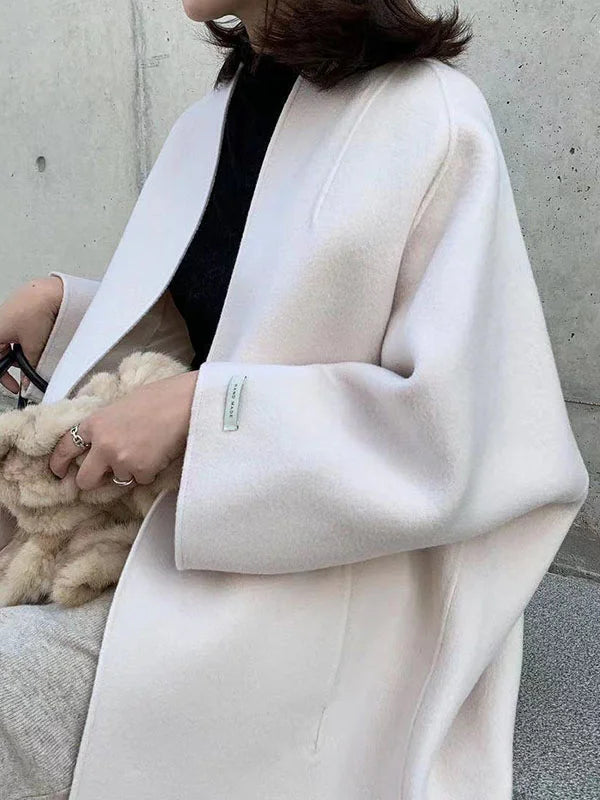 Eliza | Longline Open Front Wool Coat
