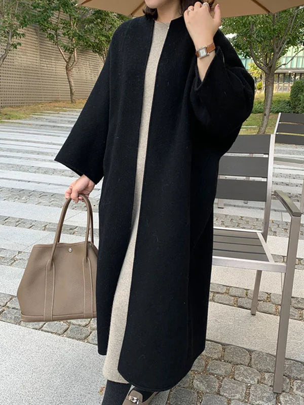 Eliza | Longline Open Front Wool Coat