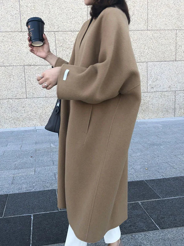 Eliza | Longline Open Front Wool Coat