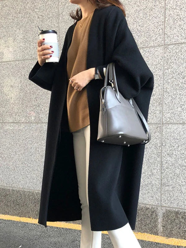 Eliza | Longline Open Front Wool Coat