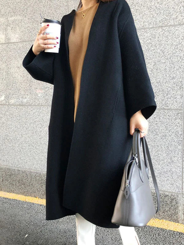 Eliza | Longline Open Front Wool Coat