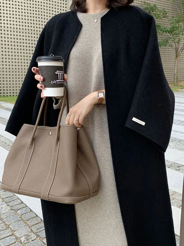 Eliza | Longline Open Front Wool Coat