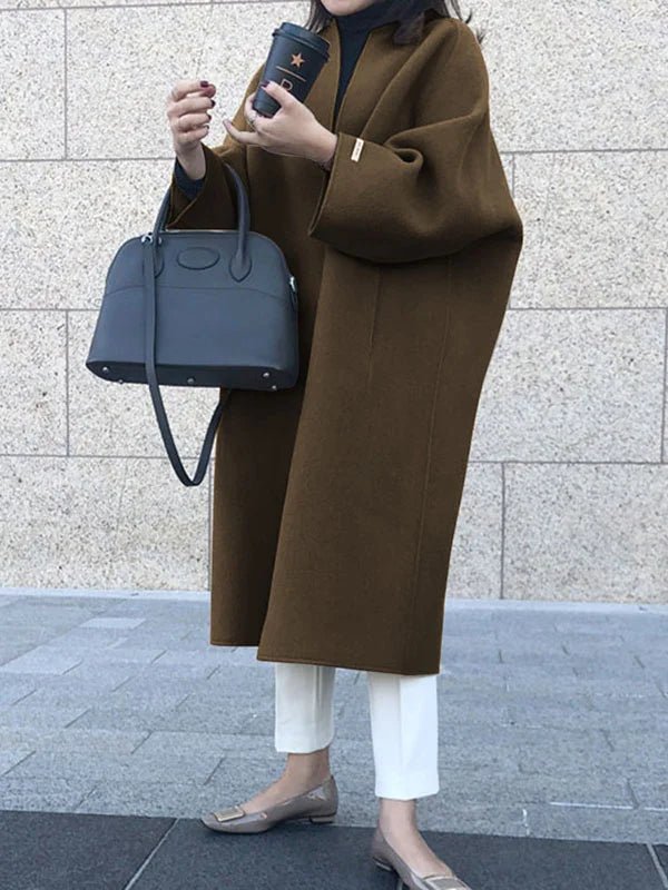 Eliza | Longline Open Front Wool Coat