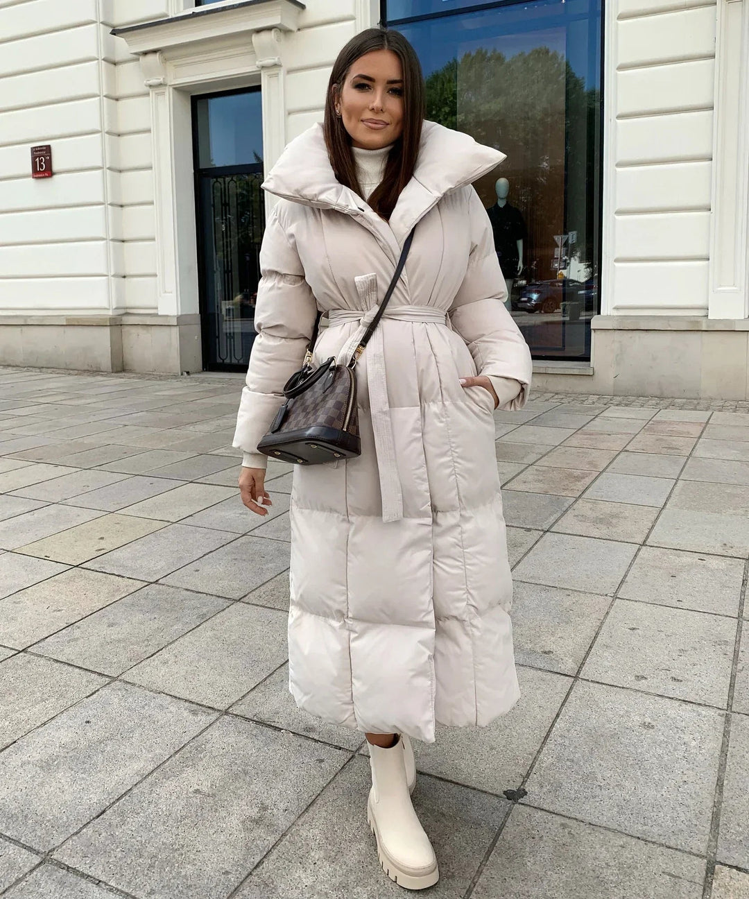 Grace | Belted Longline Puffer Jacket for Women